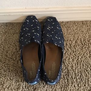Navy Blue TOMS Stars slip-ons